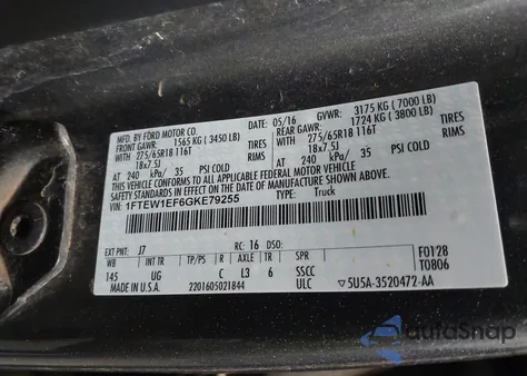 2016 Ford F-150 Xlt z USA, uszkodzony, nr VIN 1FTEW1EF6GKE79255